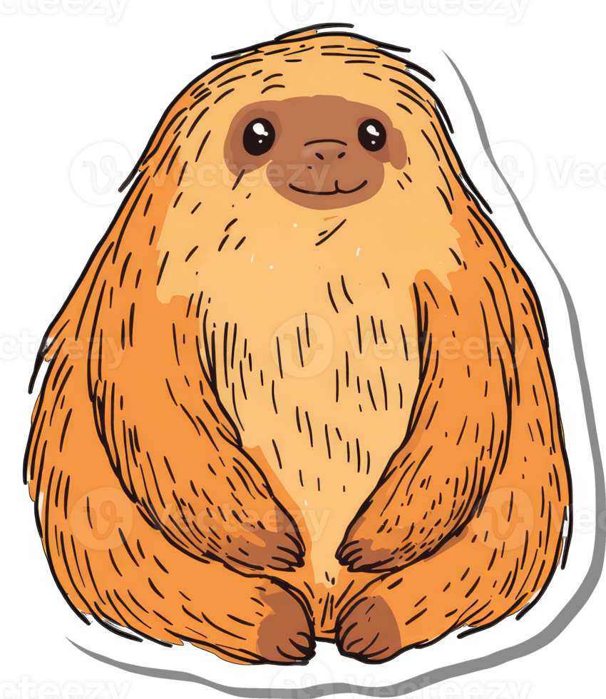 Adorable Cartoon Sloth Sitting Contentedly png