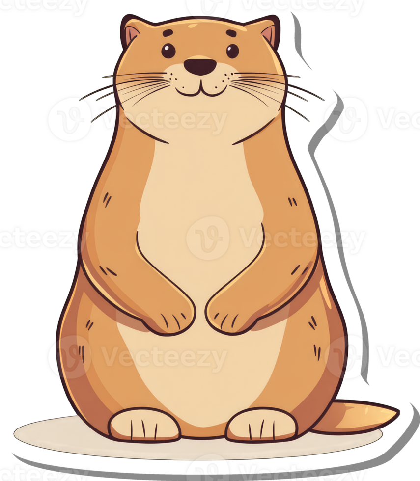Adorable cartoon marmot sitting happily png
