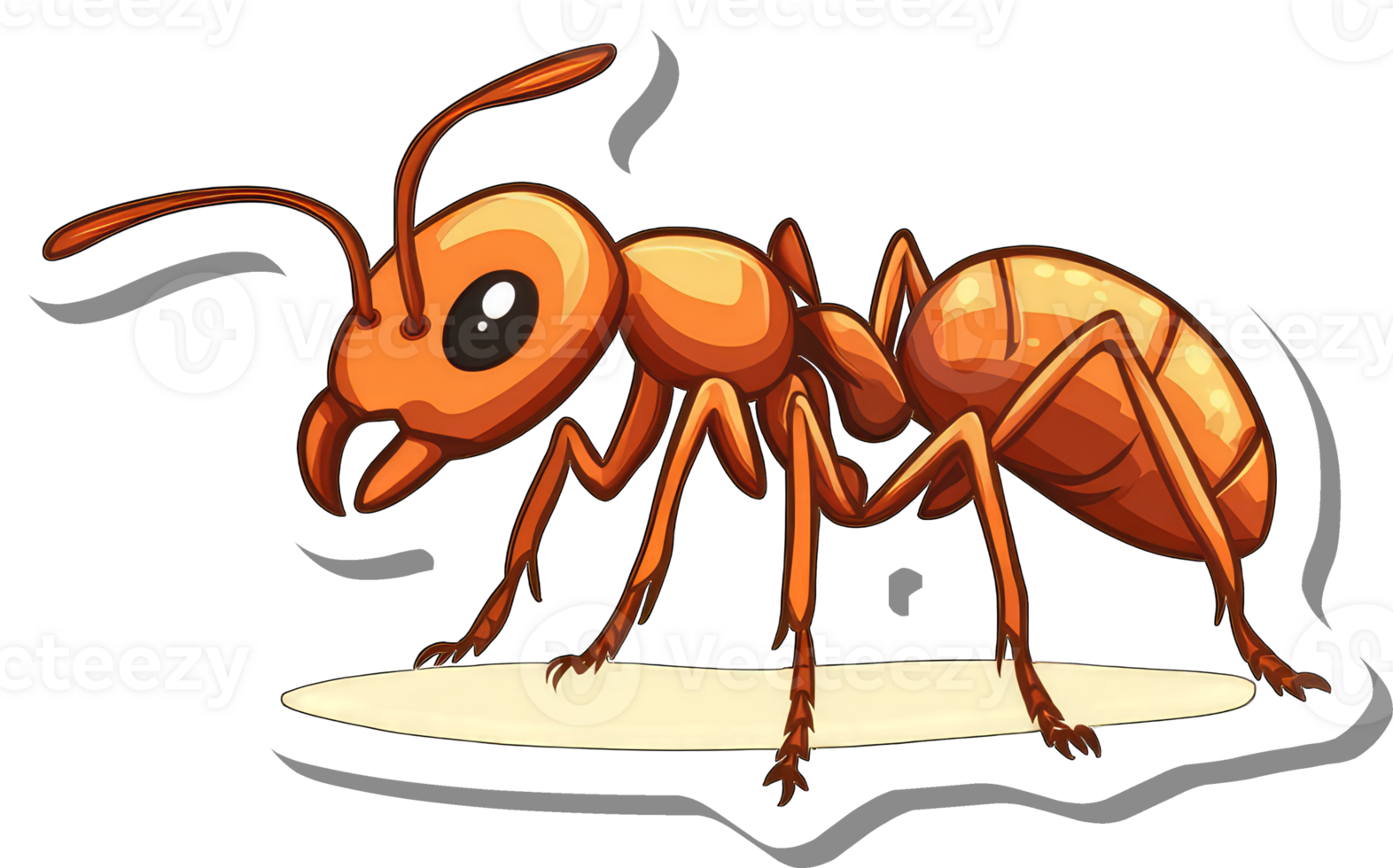 A large orange ant stands on a small white surface png