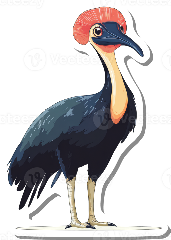 A vibrant illustration of a cassowary bird png
