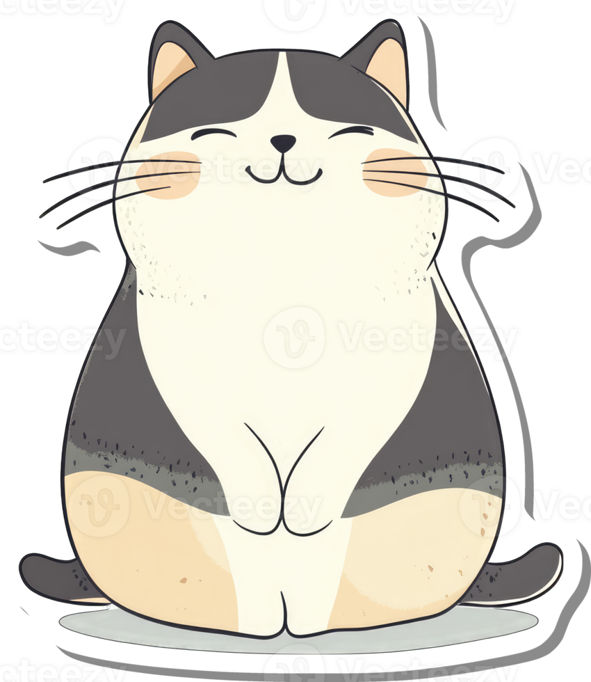 Happy Chubby Cat Sitting Contentedly png