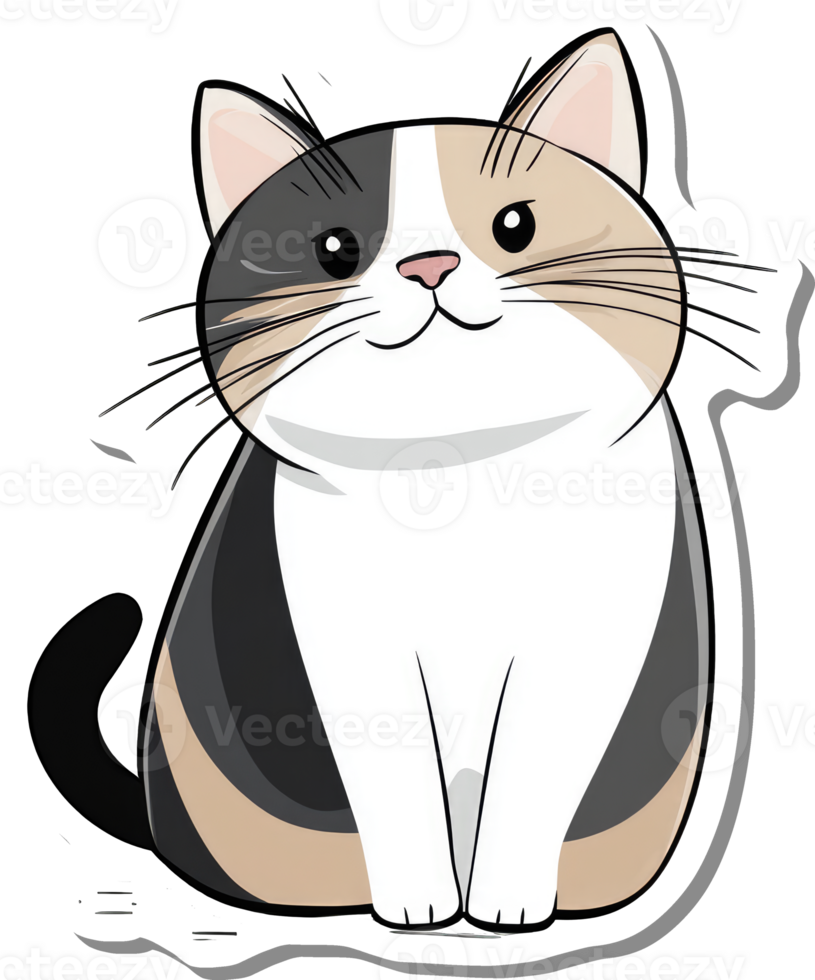 Adorable Calico Cat Sitting Contentedly png