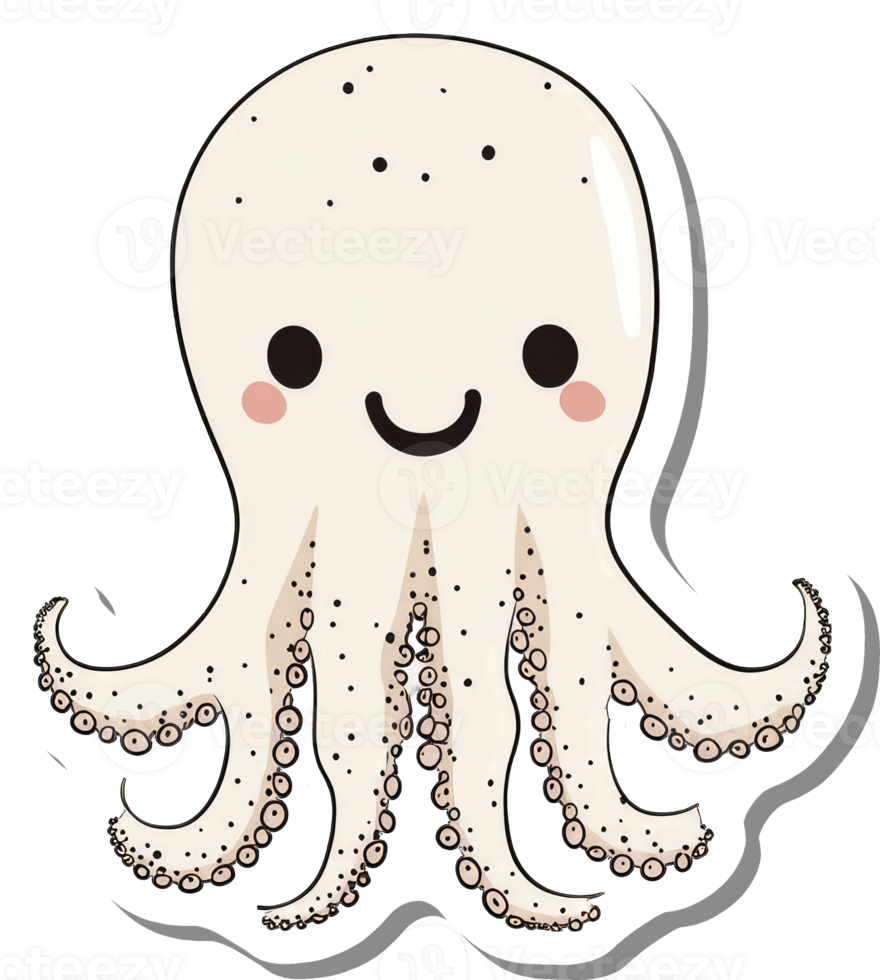 Adorable Cartoon Octopus With A Happy Face png