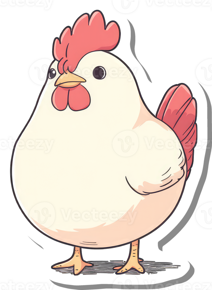 A Cute Cartoon Hen Stands Proudly Displayed png