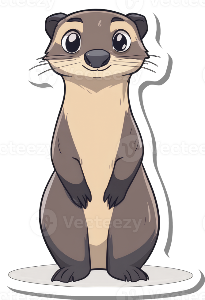 Adorable Cartoon Otter Standing Proudly png