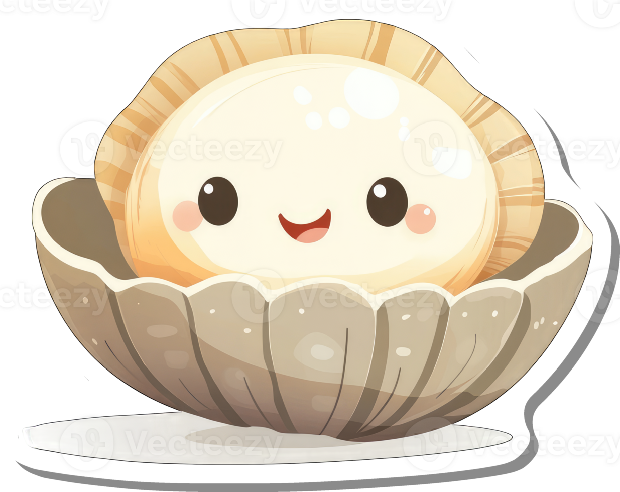 Happy Cartoon Food in a Shell Dish png