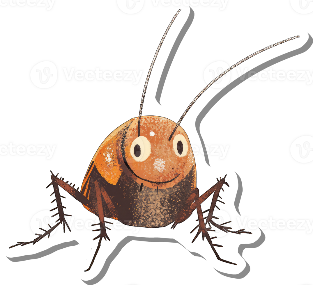 A Happy Orange Cricket Illustration Featuring Long Antennae png