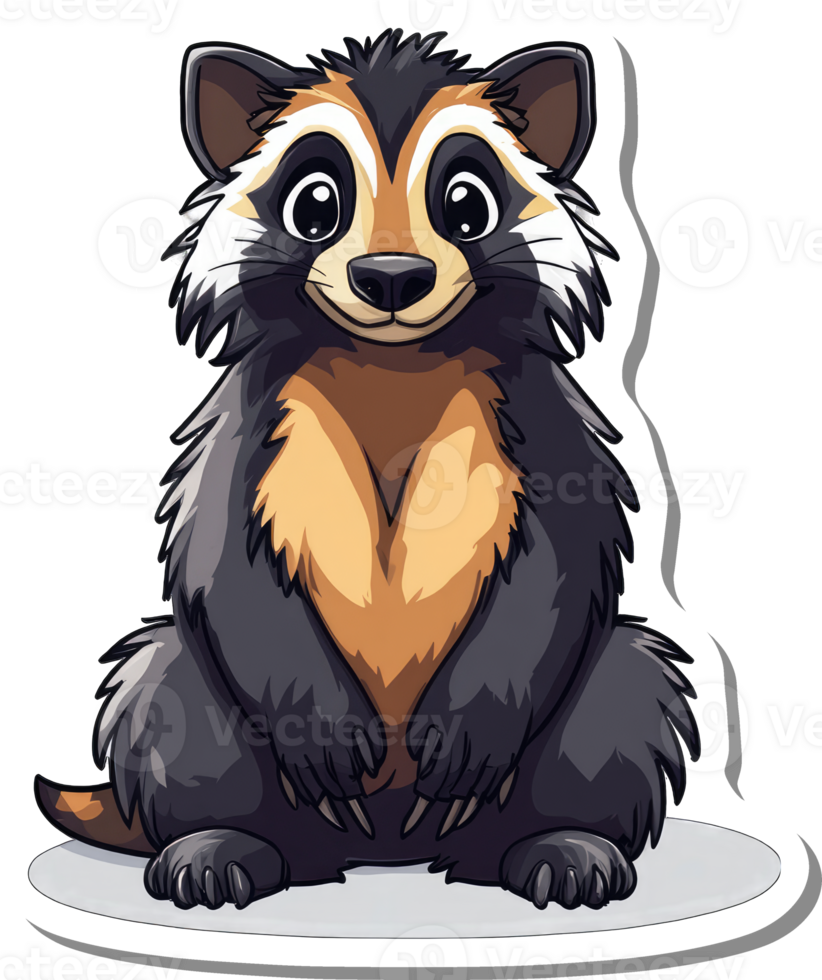 Adorable Cartoon Raccoon Sitting Happily png