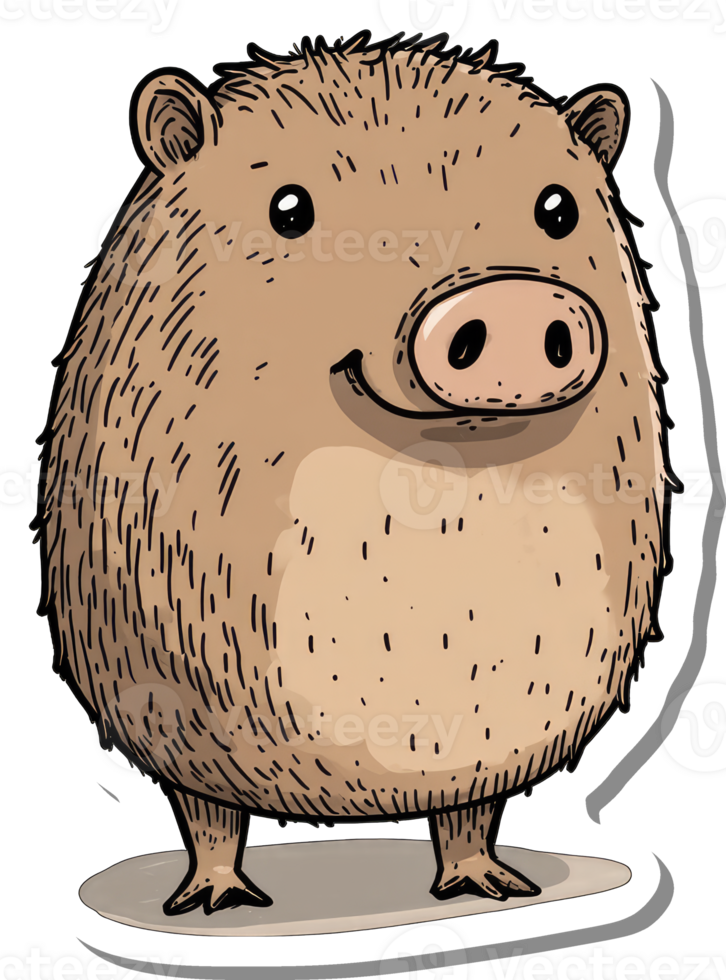 A Cute Cartoon Capybara Stands Smiling png