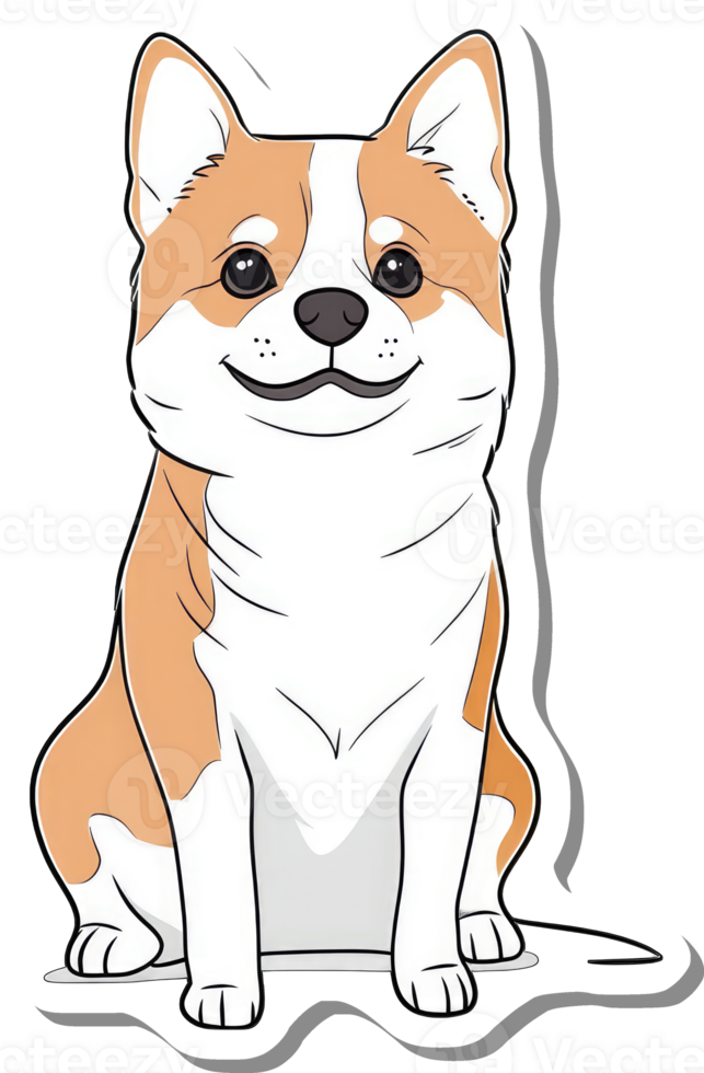 Adorable Cartoon Corgi Sitting Happily Smiling png