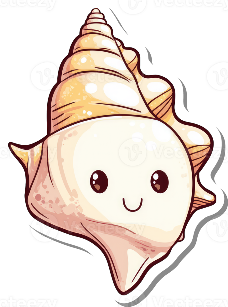 Adorable Cartoon Seashell With Happy Face png