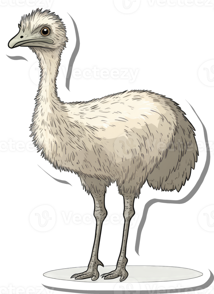 A detailed illustration of a young emu bird png