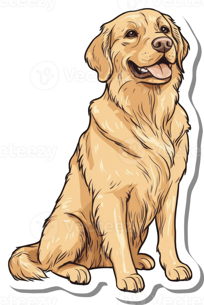 A Happy Golden Retriever Sitting Down png