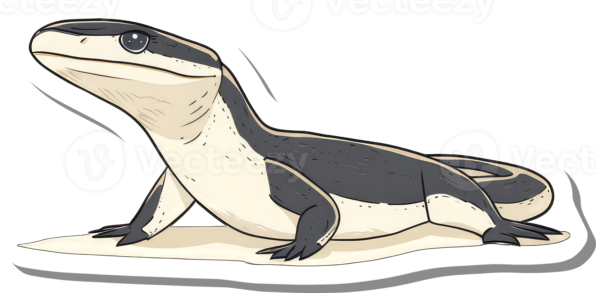 Adorable Cartoon Lizard Resting on Sand png