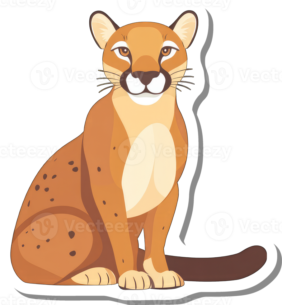 A Cougar Sitting Calmly on a White Background png