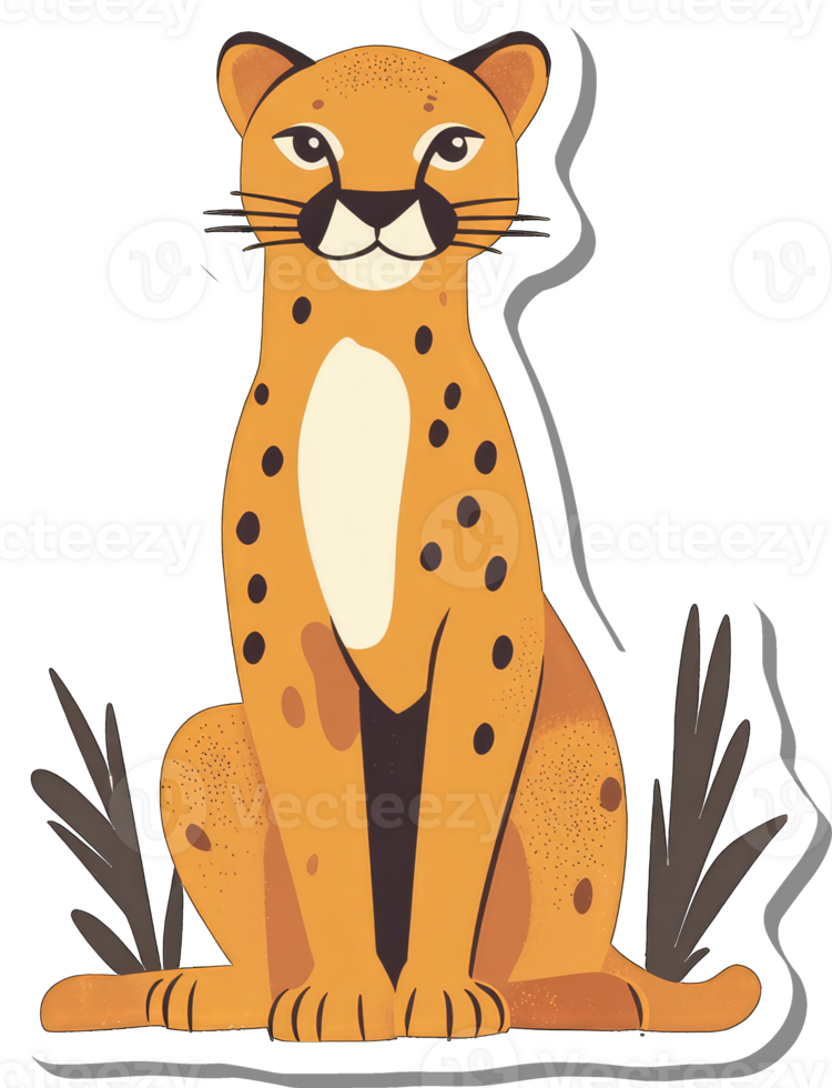 A Cheetah Sitting Calmly Among Simple Plants png