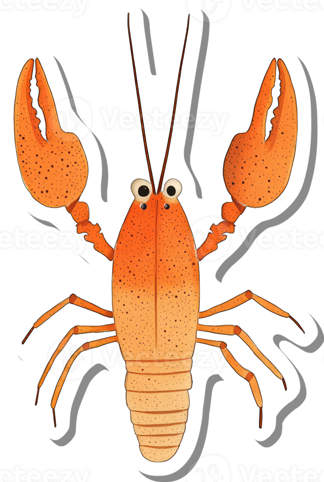 A Cartoon Crayfish With Big Eyes And Orange Claws png