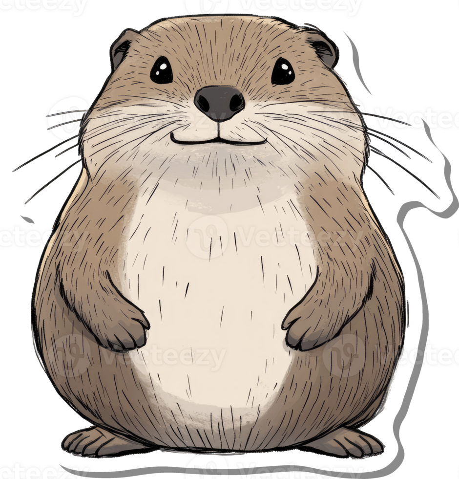 Adorable Cartoon Otter Stands Proudly Displaying Charm png