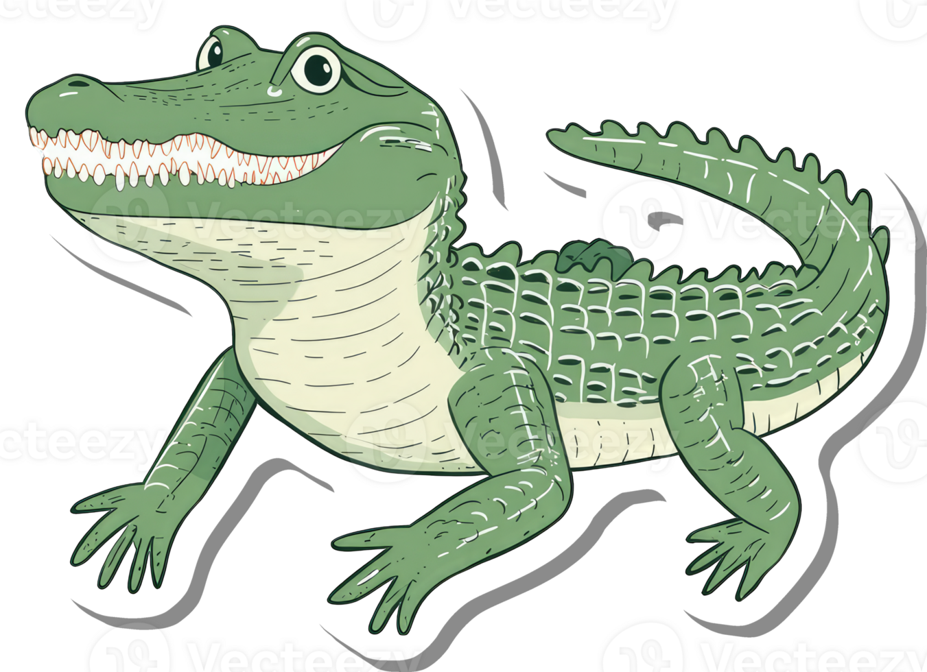 A Happy Green Alligator Smiles Widely png