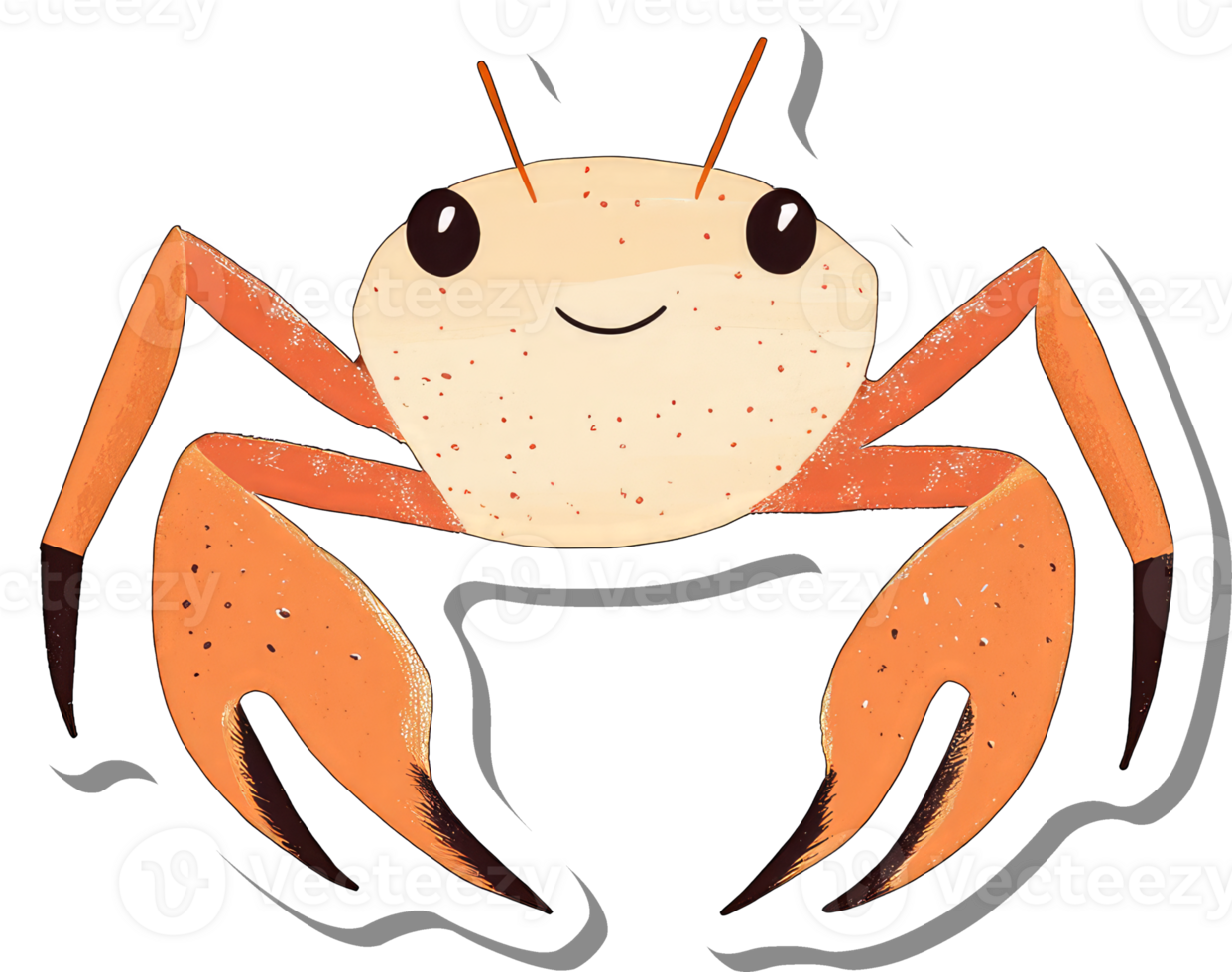 Adorable Cartoon Crab With Orange Claws And Spots png