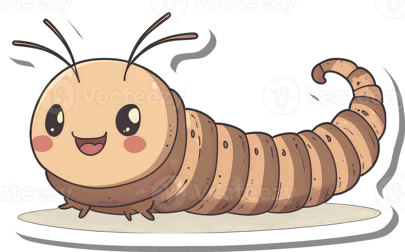 Adorable Cartoon Caterpillar Happy Smiling Insect png