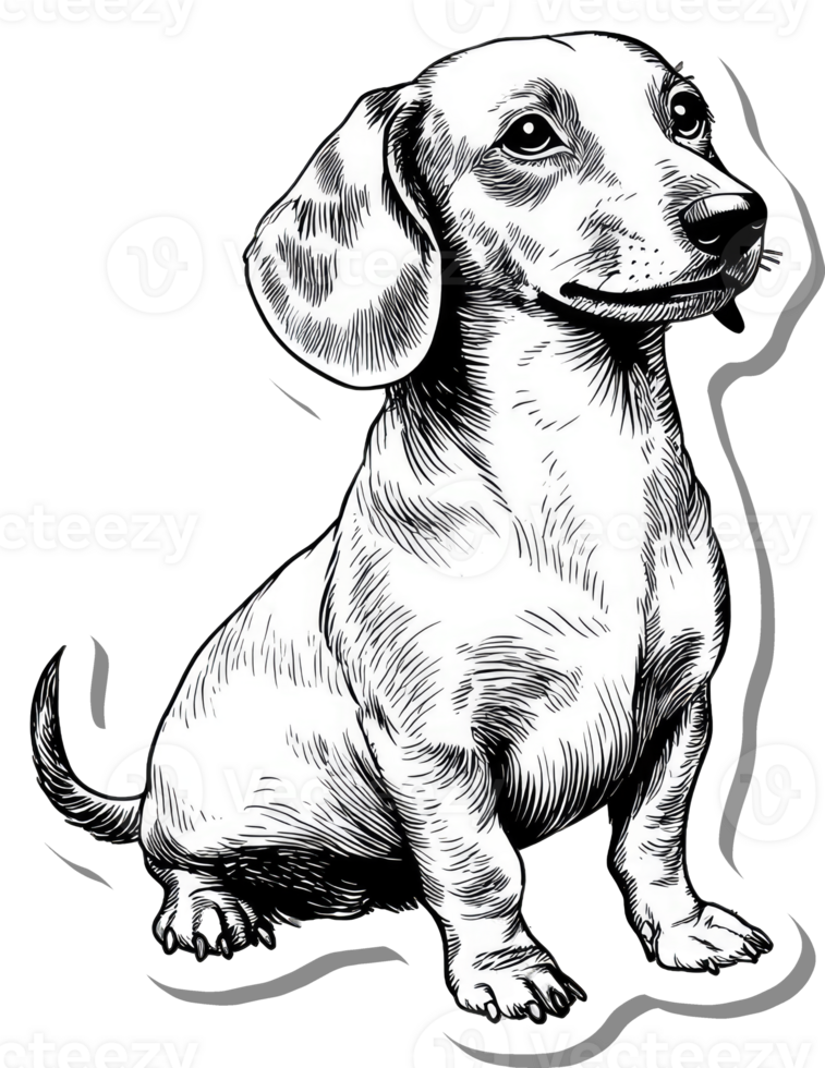 A Detailed Line Drawing Of A Dachshund Dog png