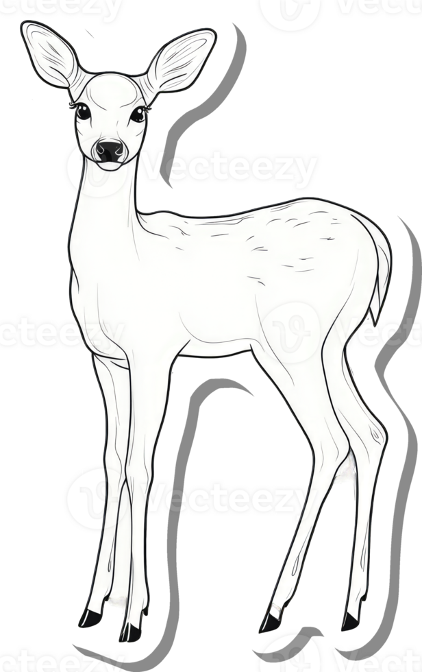 A Line Drawing Of A Young Whitetail Deer png
