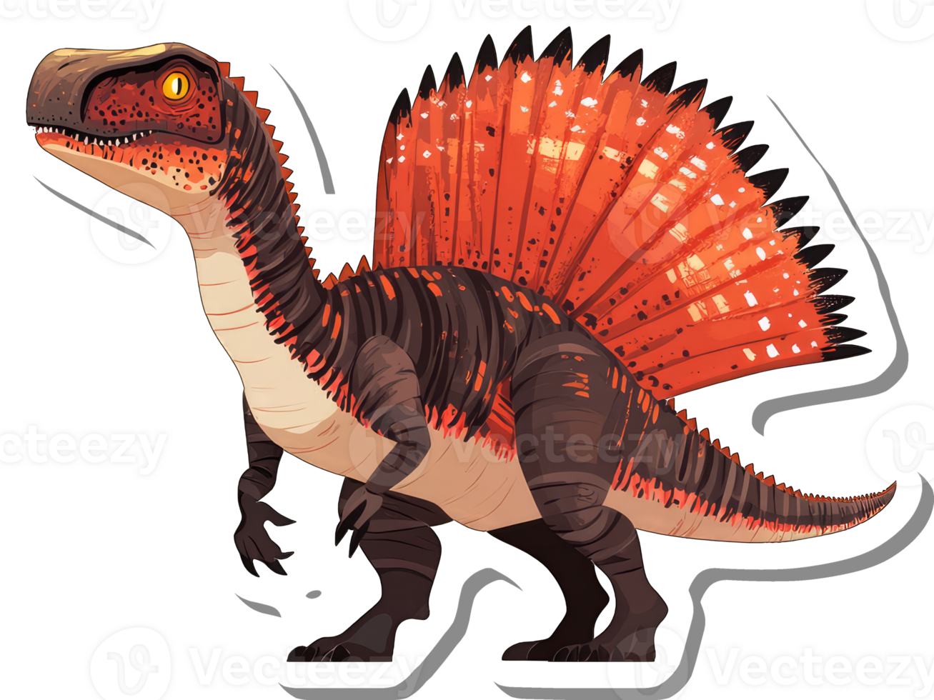 A Fiery Orange And Brown Spinosaurus Dinosaur png