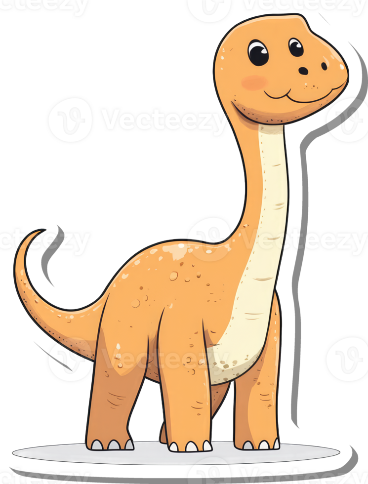 Adorable Orange Dinosaur Cartoon Illustration png