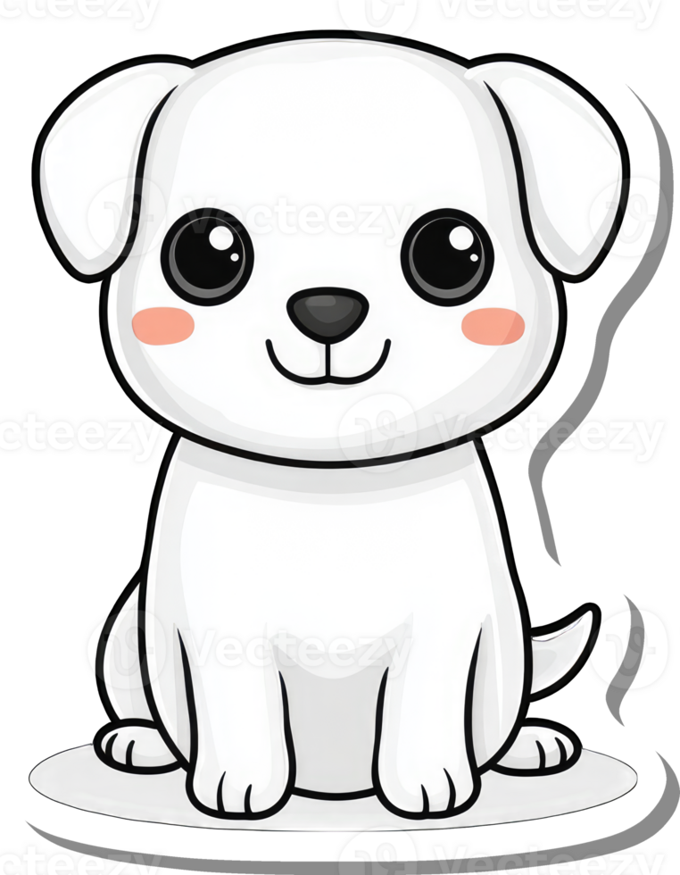 Adorable White Puppy Cartoon Illustration png
