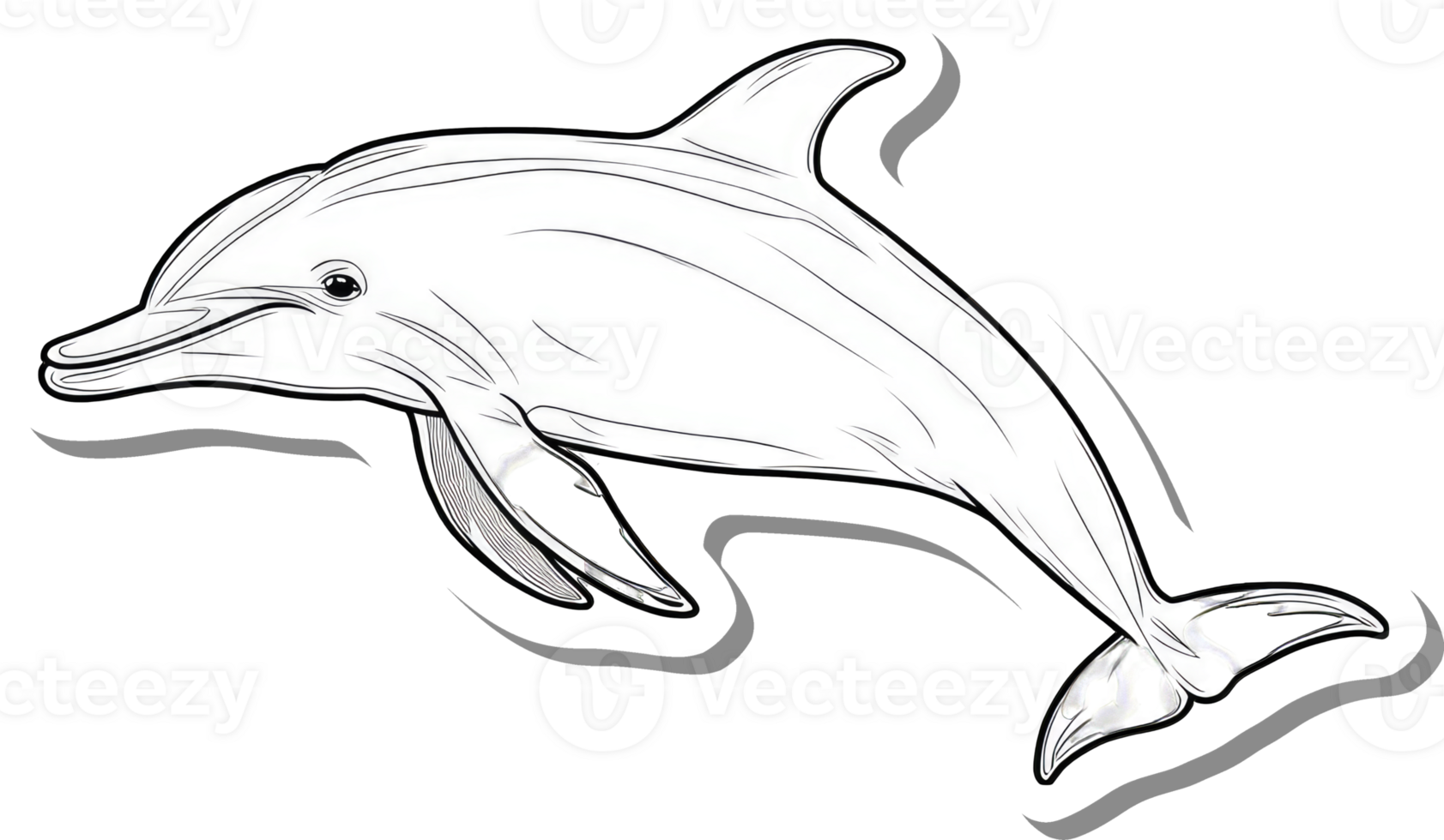 A Line Drawing of a Bottlenose Dolphin Leaping png