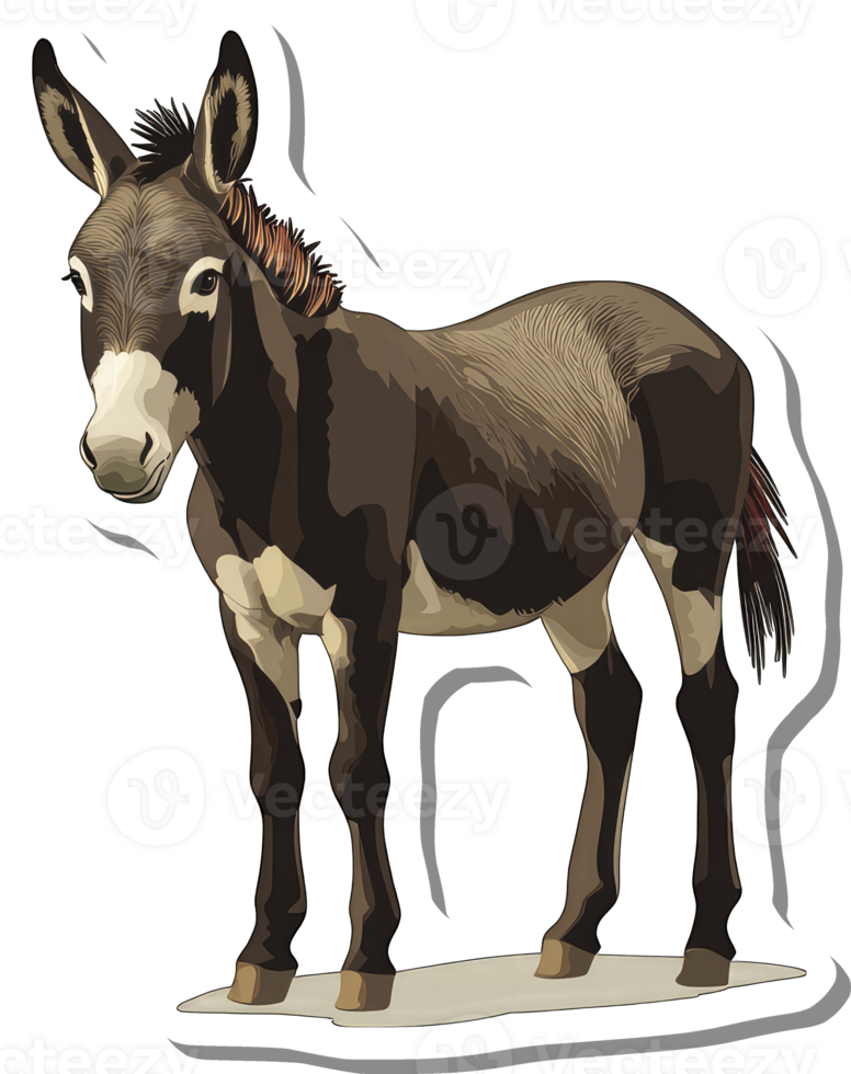 A Brown Donkey Stands Calmly Against A White Background png