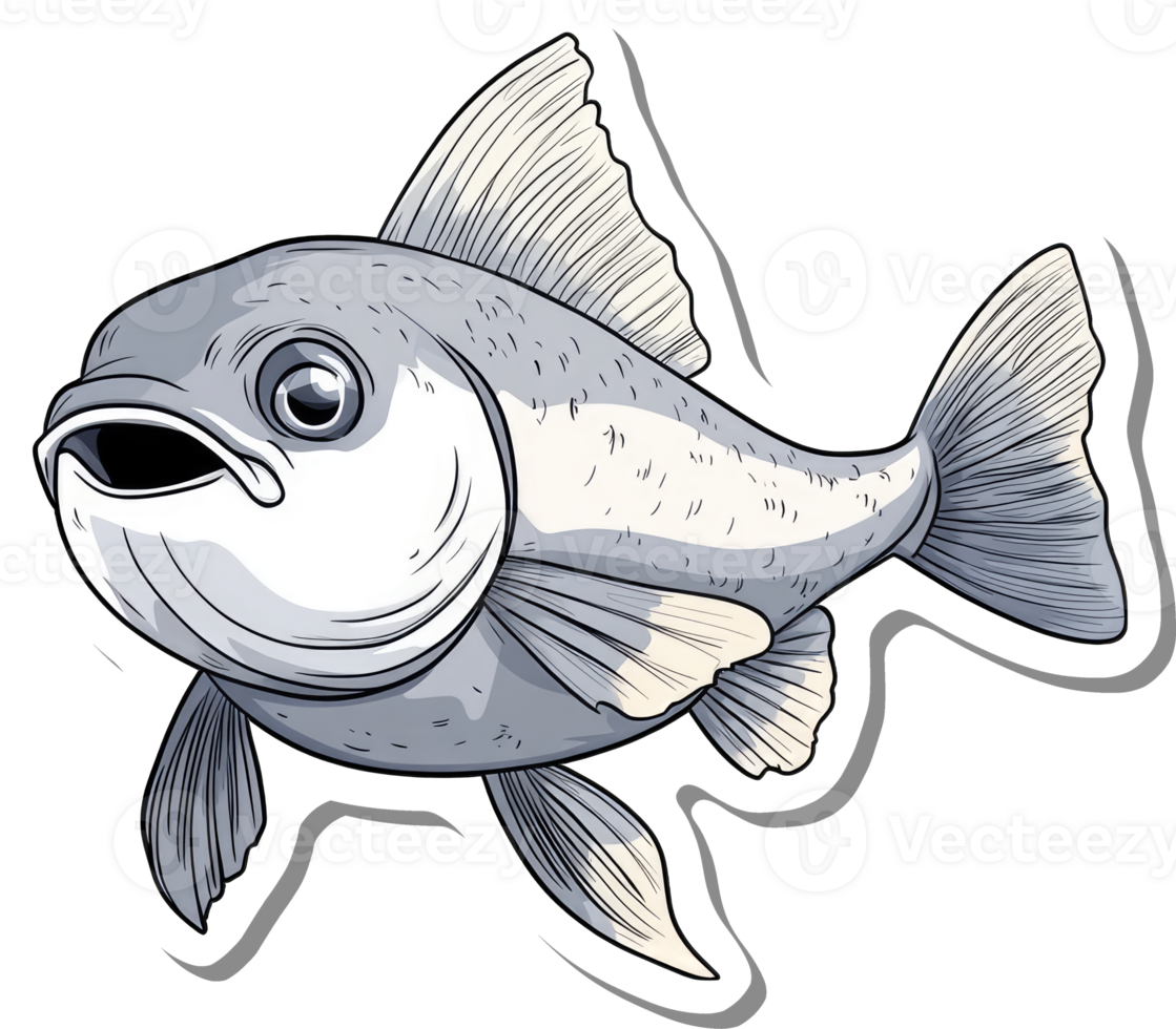 A Detailed Illustration Of A Grey Fish png