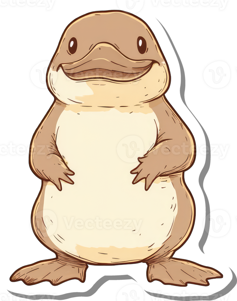 Adorable Cartoon Platypus Stands Smiling Happily png