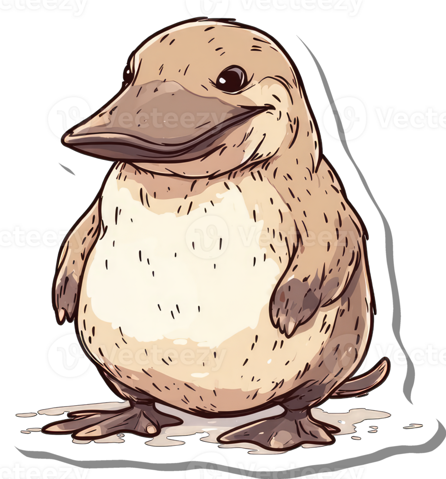 Adorable Platypus Cartoon Illustration Featuring a Stout Body png