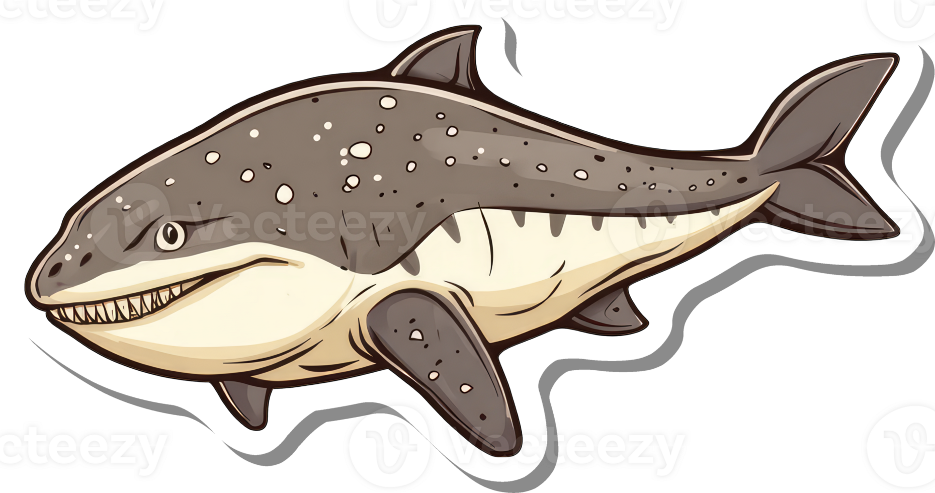 Cartoon illustration of a prehistoric shark species png