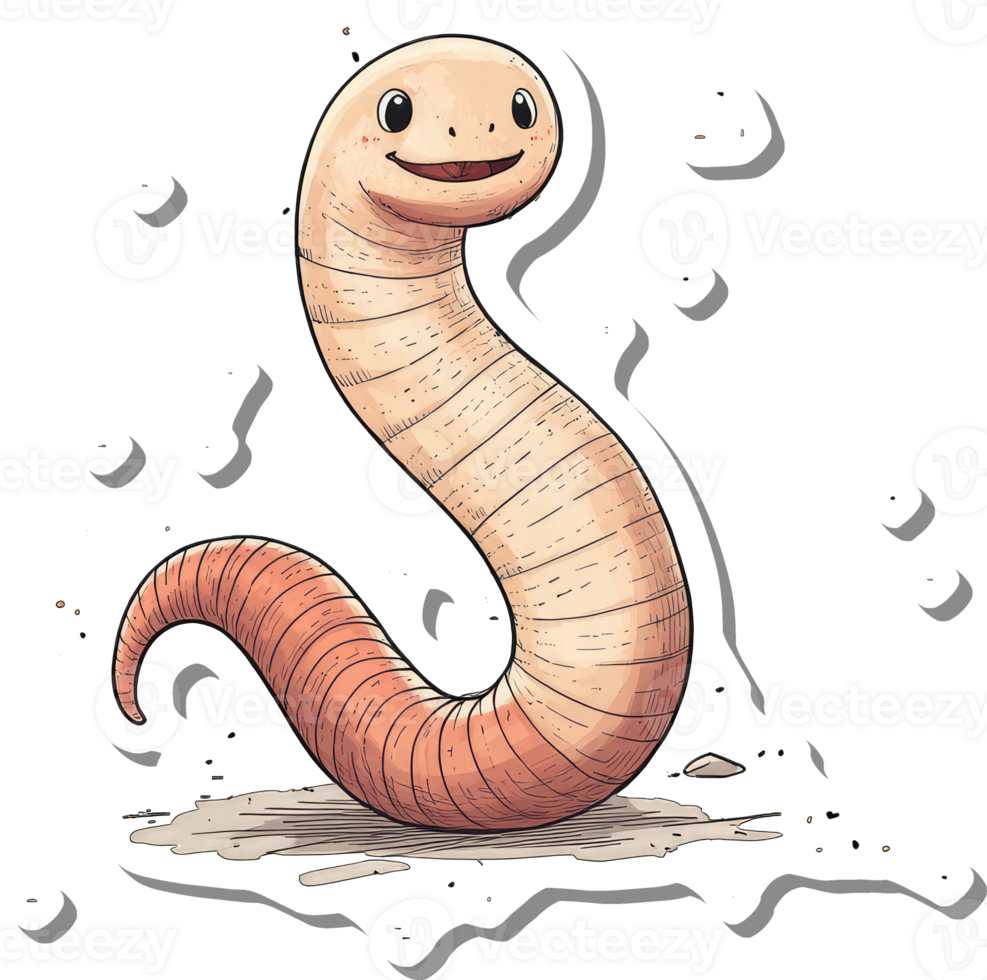Happy Cartoon Worm Smiles On Ground png