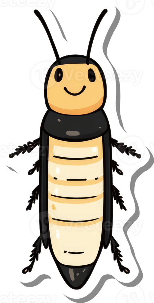 A Happy Cartoon Beetle With Yellow And Black Stripes png