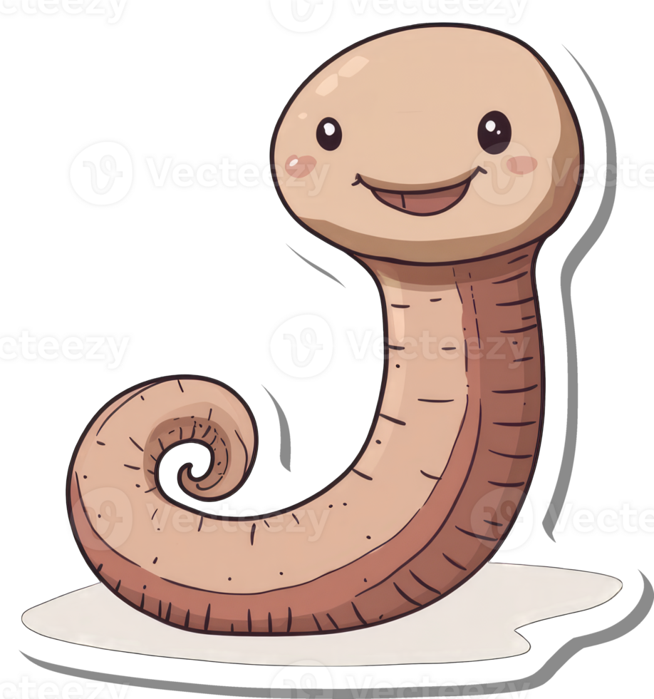 Adorable Cartoon Worm With A Happy Face png