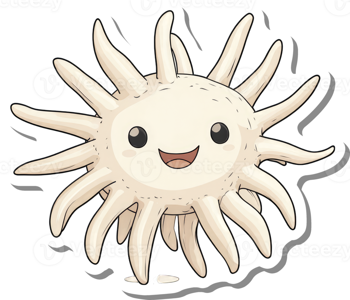 Happy Cartoon Starfish With Many Arms png