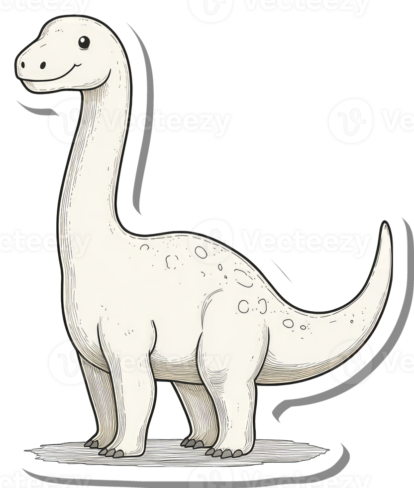Adorable Cartoon White Dinosaur Illustration png