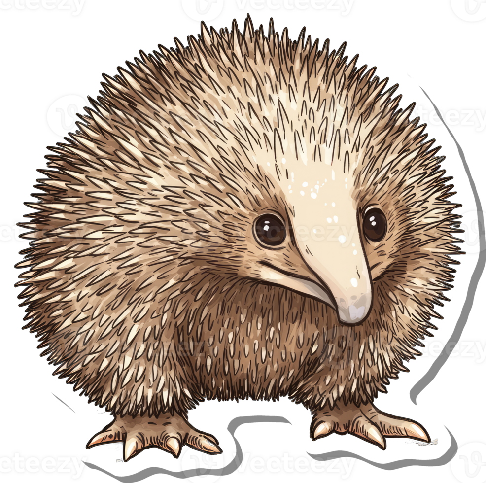 Adorable Echidna Illustration Featuring Spines and Claws png