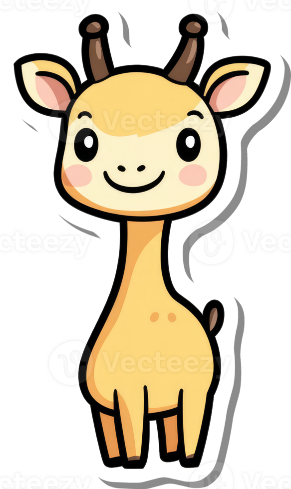 Adorable Baby Giraffe Cartoon Illustration png