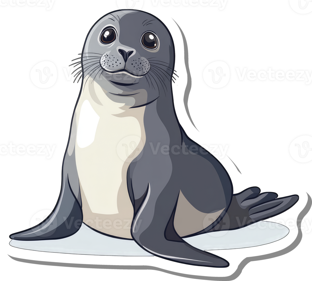 Adorable Grey Seal Pup Sitting on Ice png