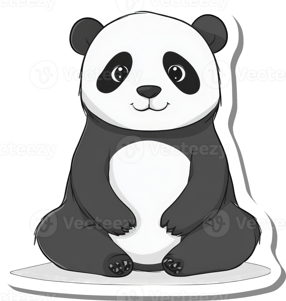 Adorable Cartoon Panda Sitting Contentedly png