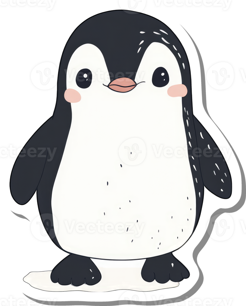 Adorable Cartoon Penguin Stands on White Background png