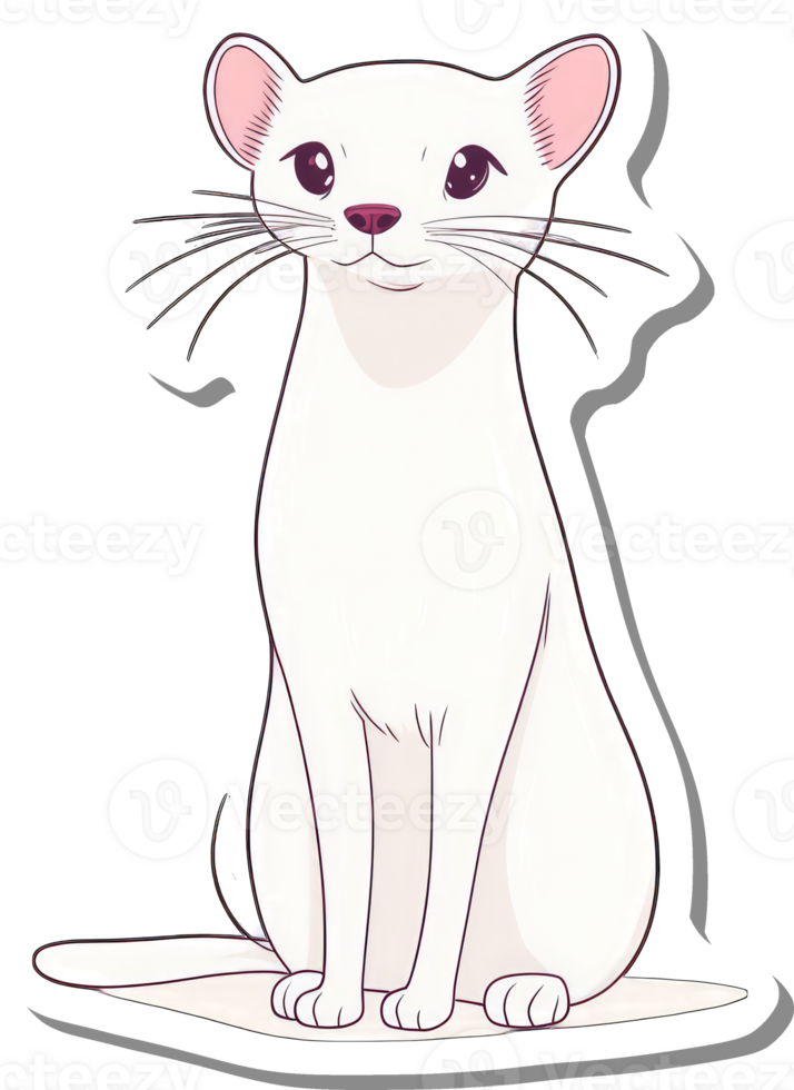 Adorable White Cat Sitting Gracefully Indoors png