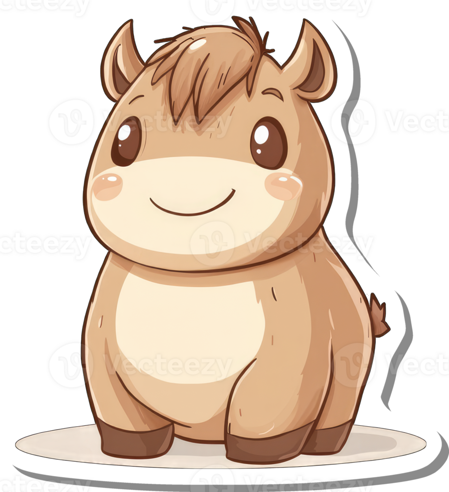 Adorable Cartoon Baby Bull Sitting Happily png