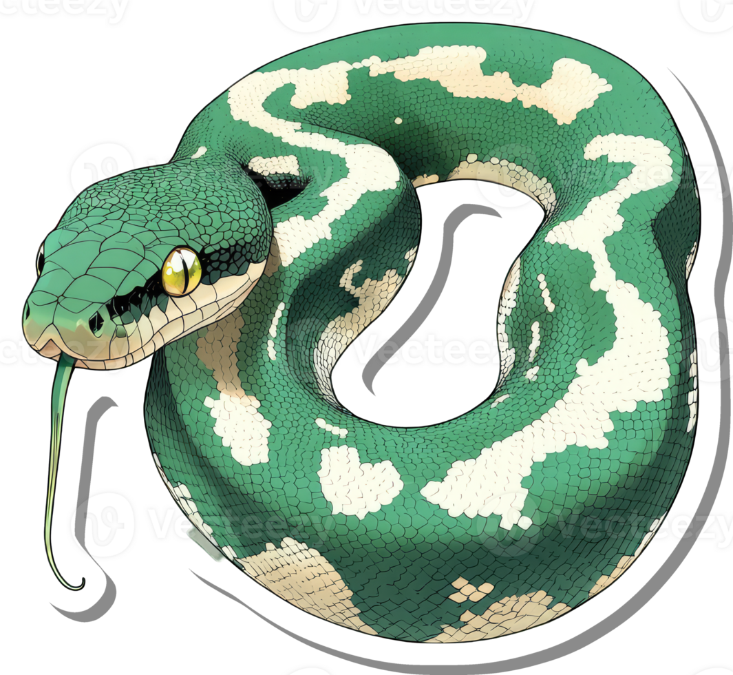 Green Tree Python Coiled in a Relaxed Pose png