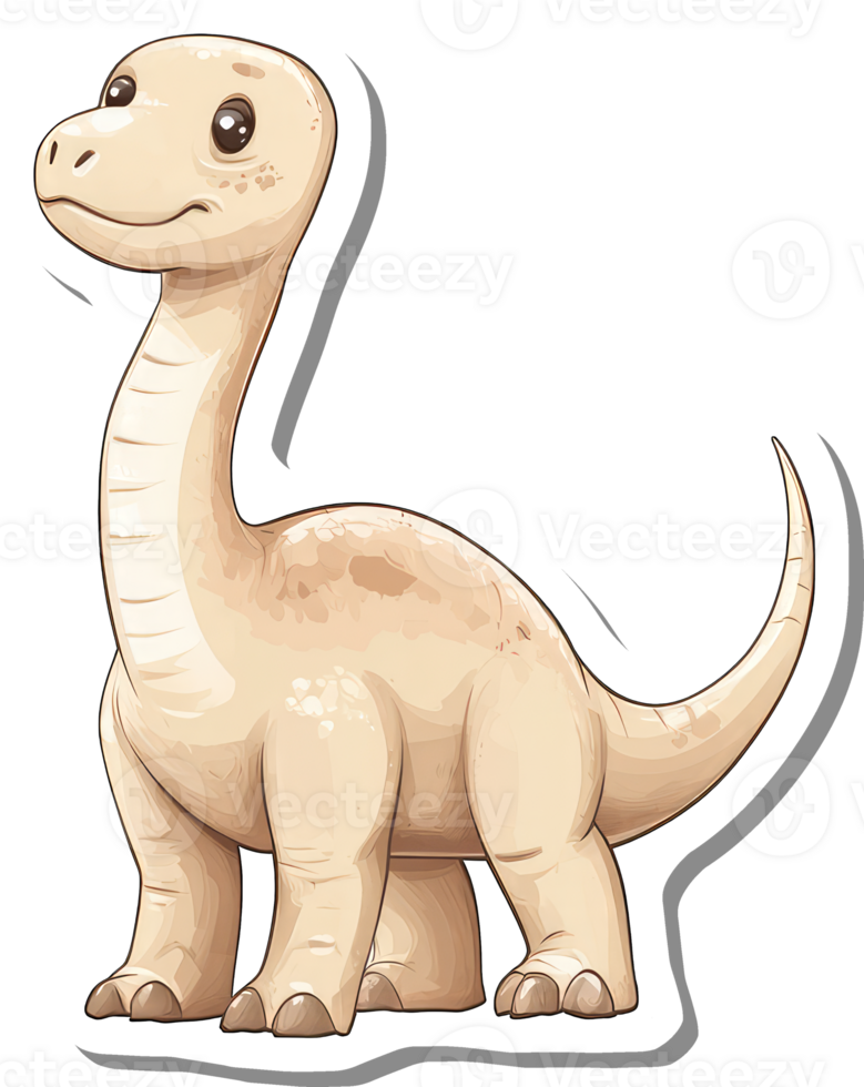 Adorable Cartoon Dinosaur Illustration Featuring A Gentle Giant png